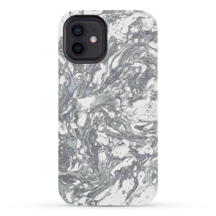 iPhone 12 mini StrongFit Grey Blue Marble by Andrea Haase