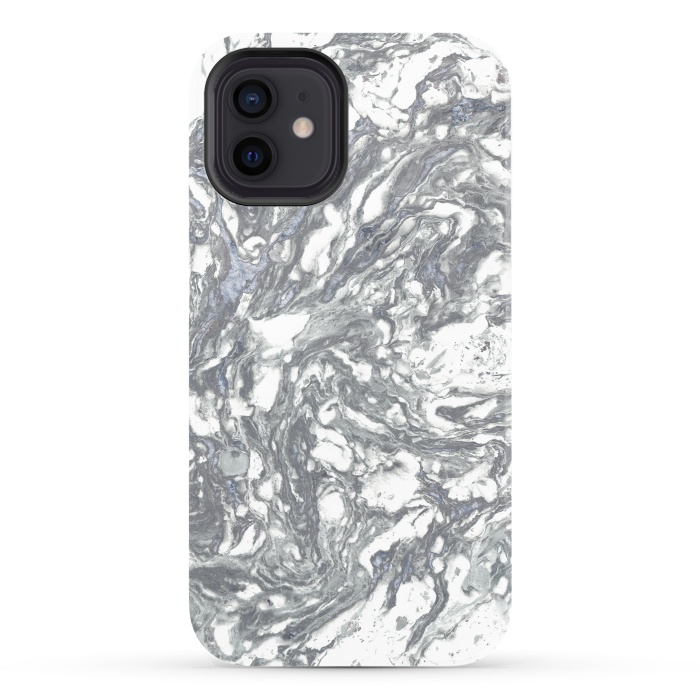iPhone 12 StrongFit Grey Blue Marble by Andrea Haase
