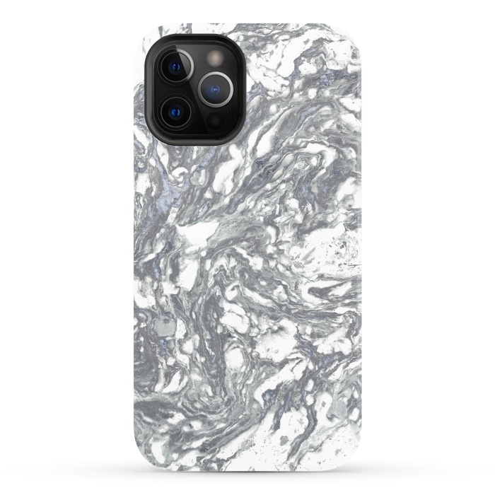 iPhone 12 Pro StrongFit Grey Blue Marble by Andrea Haase