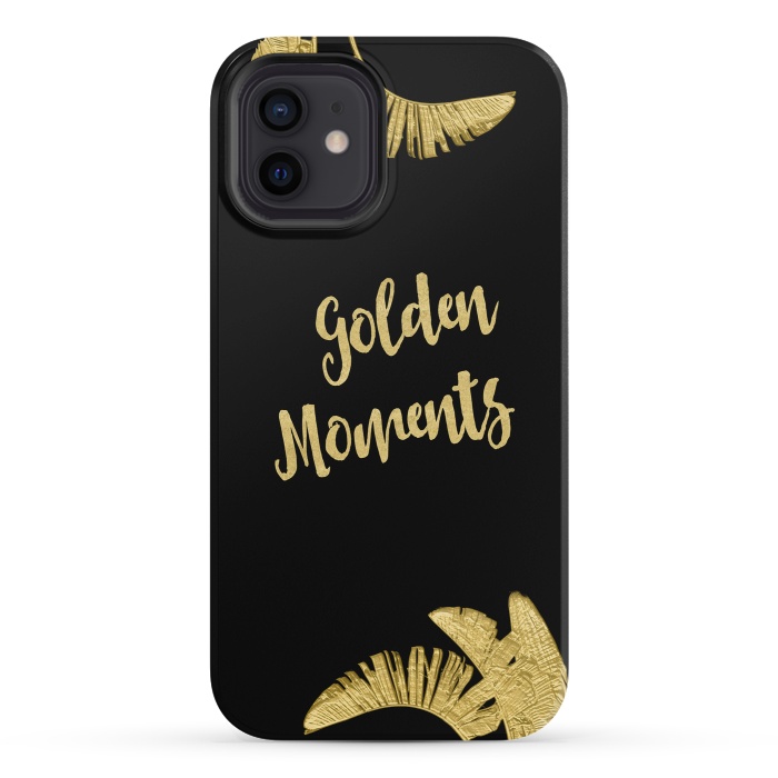 iPhone 12 mini StrongFit Golden Moments Palm Leaves by Andrea Haase