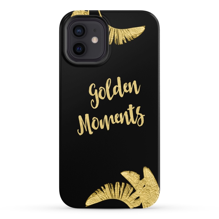 iPhone 12 StrongFit Golden Moments Palm Leaves by Andrea Haase