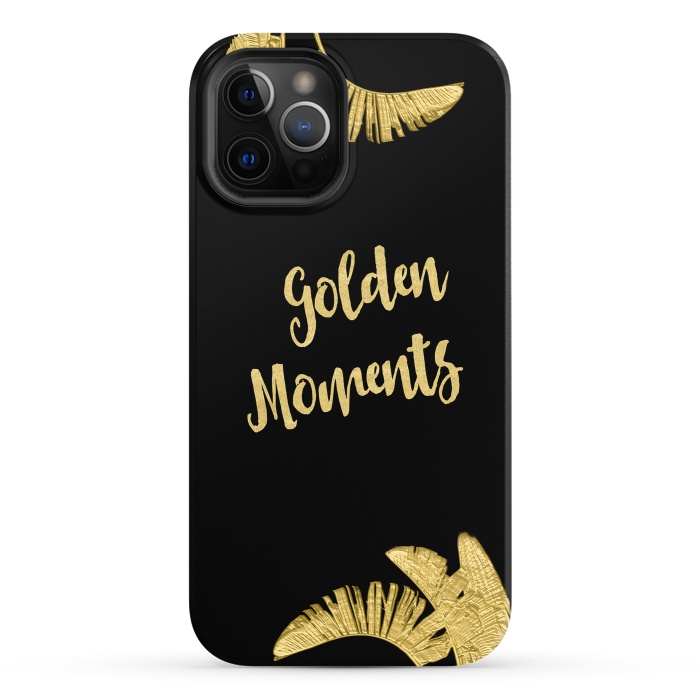 iPhone 12 Pro StrongFit Golden Moments Palm Leaves by Andrea Haase