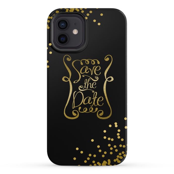 iPhone 12 mini StrongFit Save The Date Golden Calligraphy by Andrea Haase
