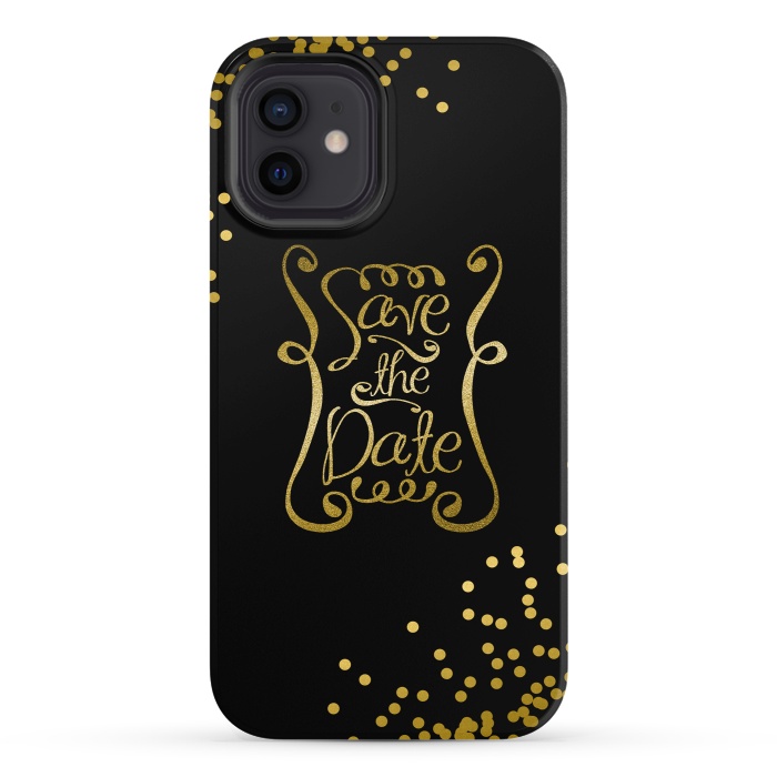 iPhone 12 StrongFit Save The Date Golden Calligraphy by Andrea Haase