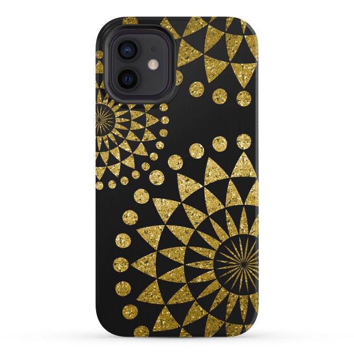 iPhone 12 StrongFit Golden Sparkle Mandala by Andrea Haase