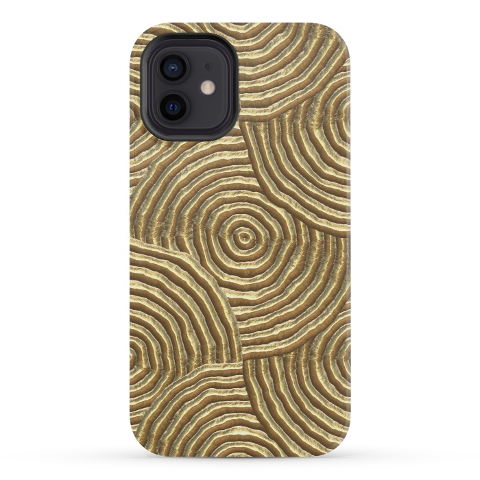 iPhone 12 mini StrongFit Gold Metal Embossed Circles by Andrea Haase