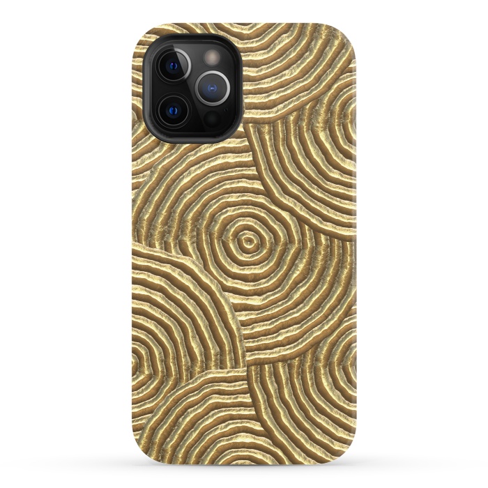 iPhone 12 Pro StrongFit Gold Metal Embossed Circles by Andrea Haase