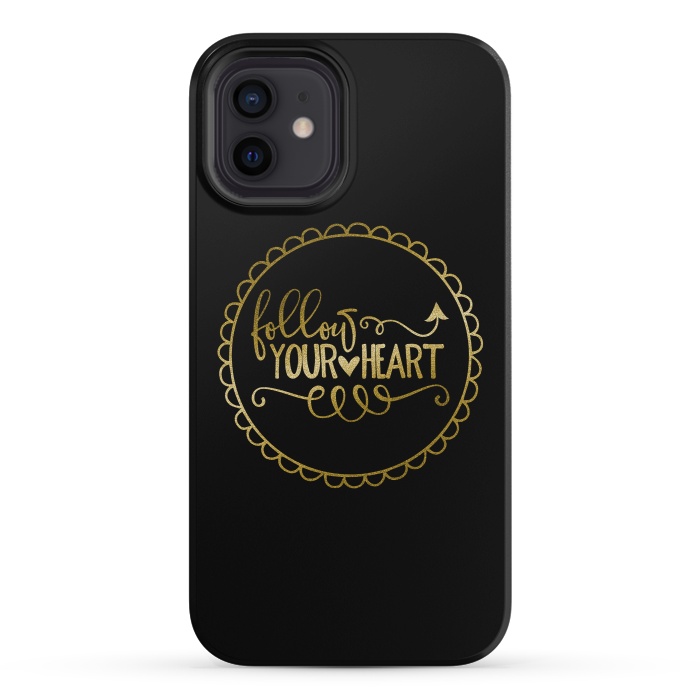 iPhone 12 mini StrongFit Follow Your Heart Golden Words by Andrea Haase