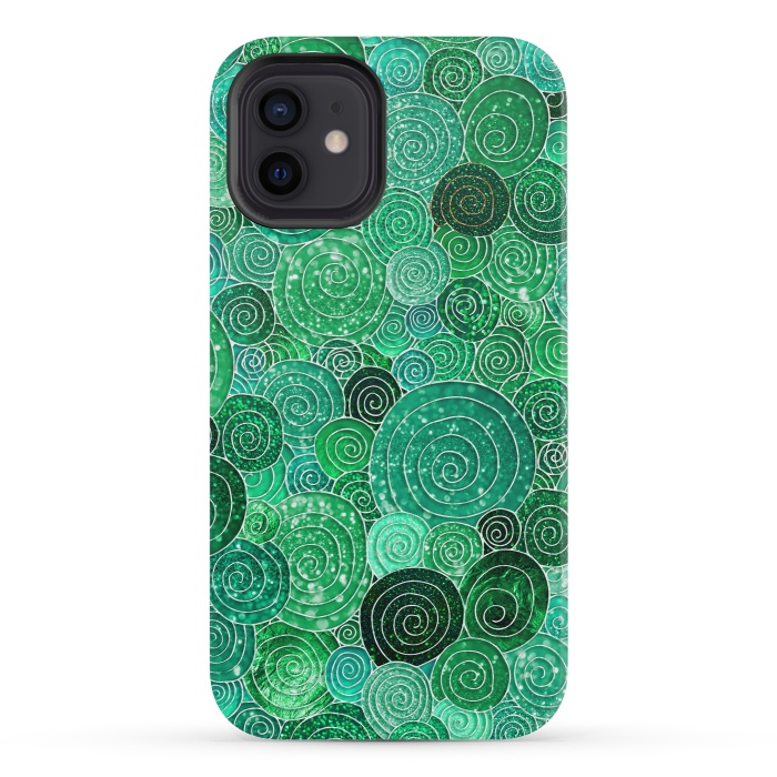 iPhone 12 mini StrongFit Green Circles Polka dots Glitter Pattern by  Utart