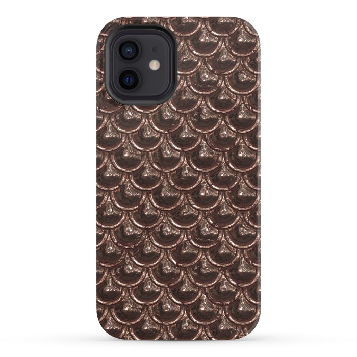 iPhone 12 StrongFit Brown Copper Metal Scales by Andrea Haase