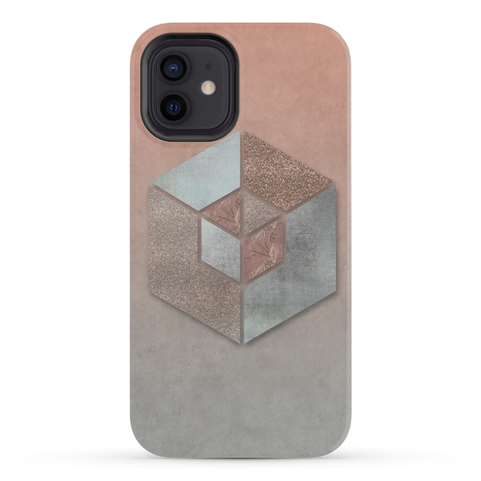iPhone 12 mini StrongFit Copper Gray Hexagon by Andrea Haase