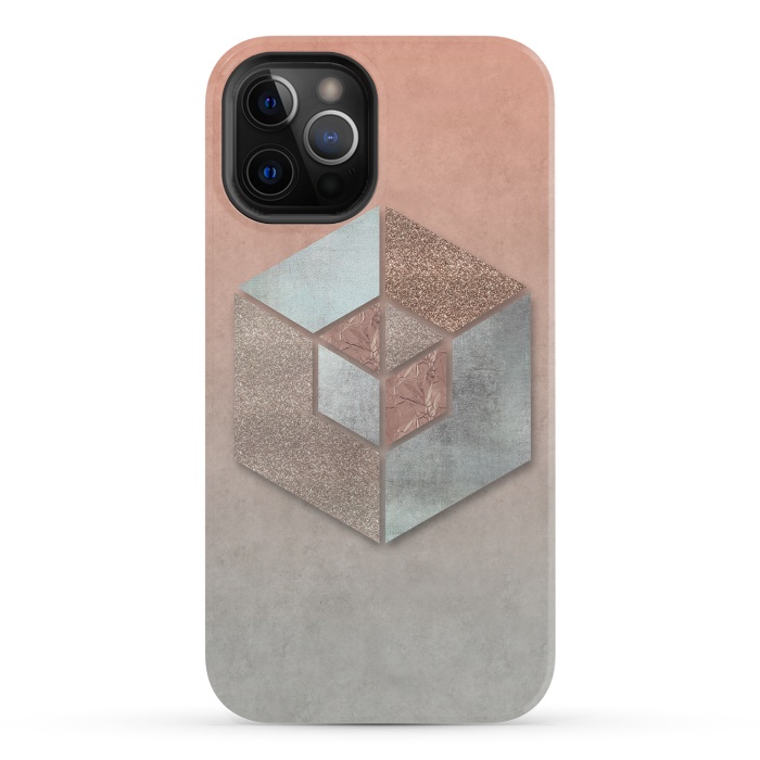 iPhone 12 Pro StrongFit Copper Gray Hexagon by Andrea Haase
