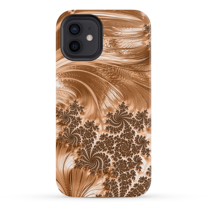 iPhone 12 mini StrongFit Copper Floral Fractal by Andrea Haase