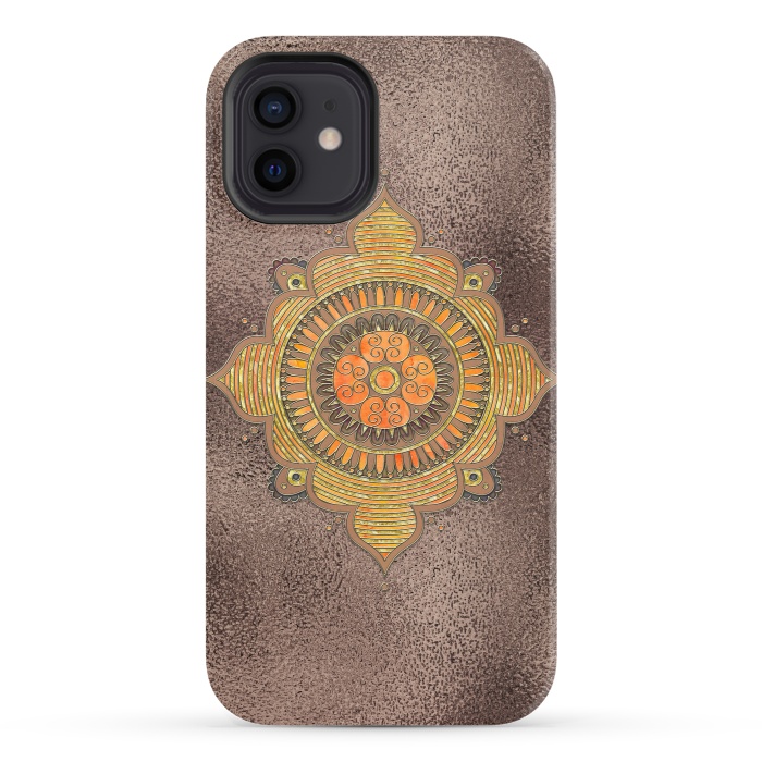 iPhone 12 StrongFit Mandala On Copper 2 by Andrea Haase