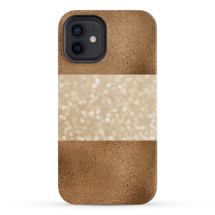 iPhone 12 mini StrongFit Faux Glitter And Copper by Andrea Haase