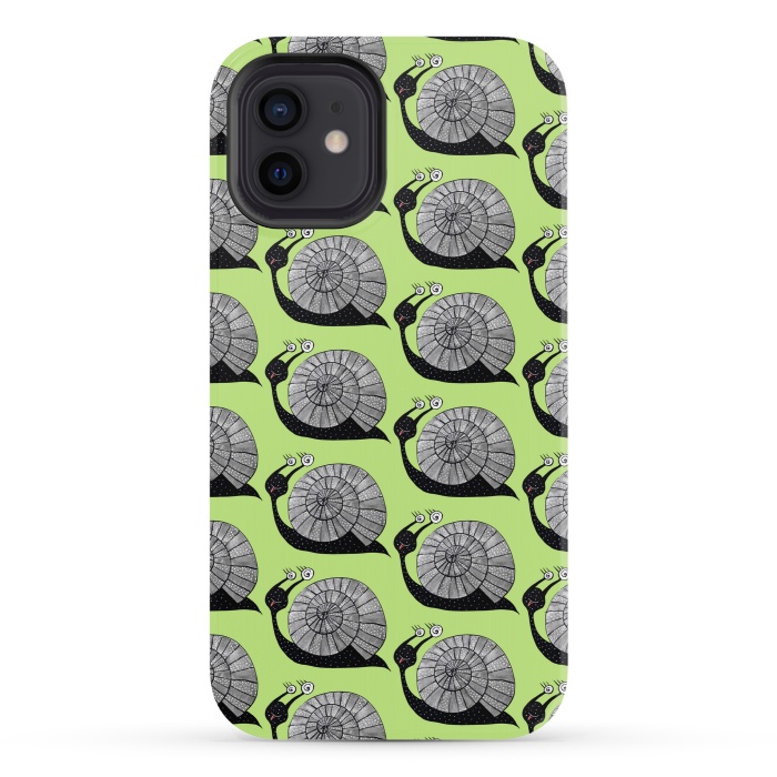 iPhone 12 StrongFit Cartoon Snail With Spiral Eyes Pattern by Boriana Giormova