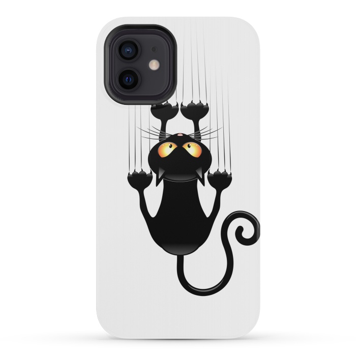 iPhone 12 mini StrongFit Fun Cat Cartoon Scratching Wall by BluedarkArt