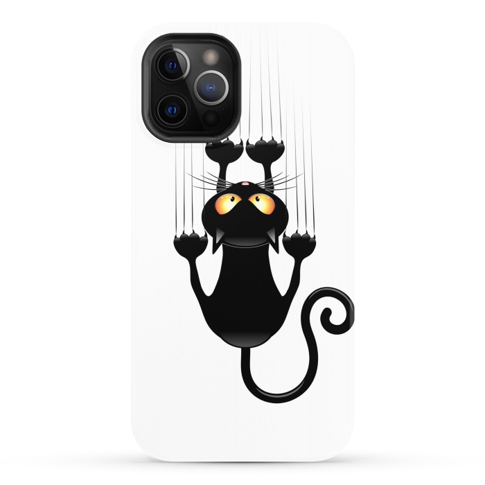 iPhone 12 Pro StrongFit Fun Cat Cartoon Scratching Wall by BluedarkArt
