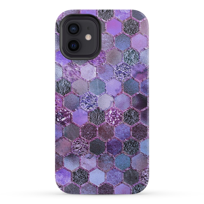iPhone 12 mini StrongFit Purple Metal Honeycomb Pattern by  Utart