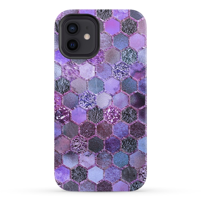 iPhone 12 StrongFit Purple Metal Honeycomb Pattern by  Utart