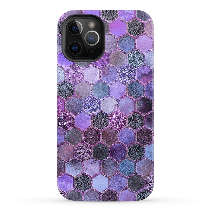 iPhone 12 Pro StrongFit Purple Metal Honeycomb Pattern by  Utart