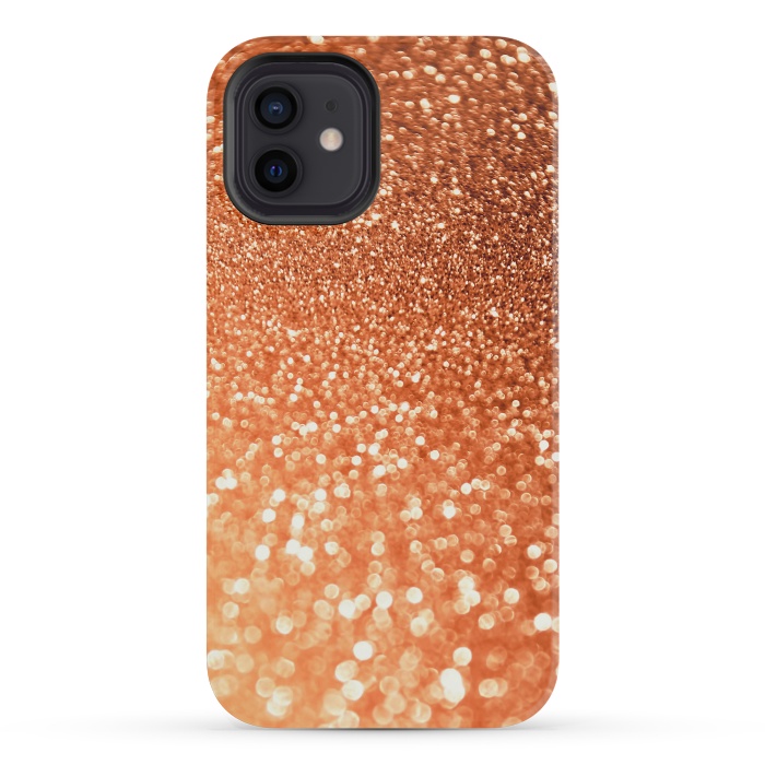 iPhone 12 mini StrongFit Peach Faux Glitter by  Utart