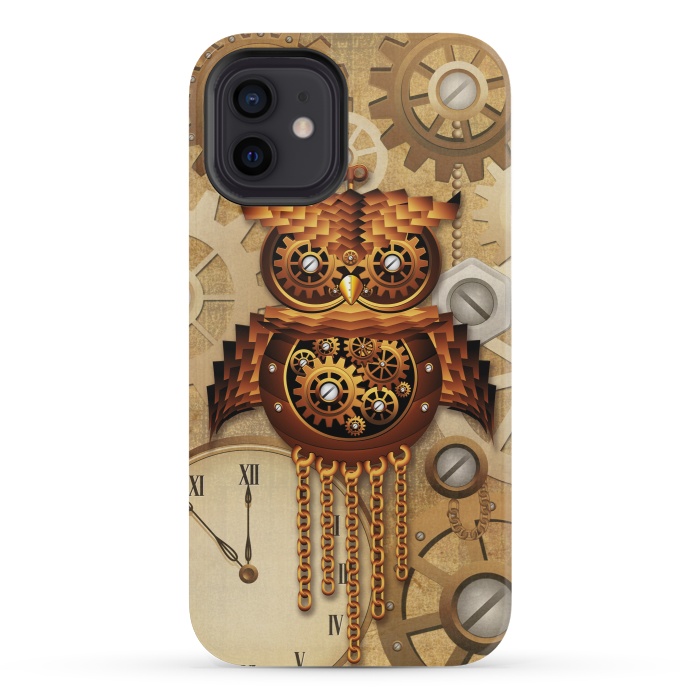 iPhone 12 mini StrongFit Owl Steampunk Vintage Style by BluedarkArt