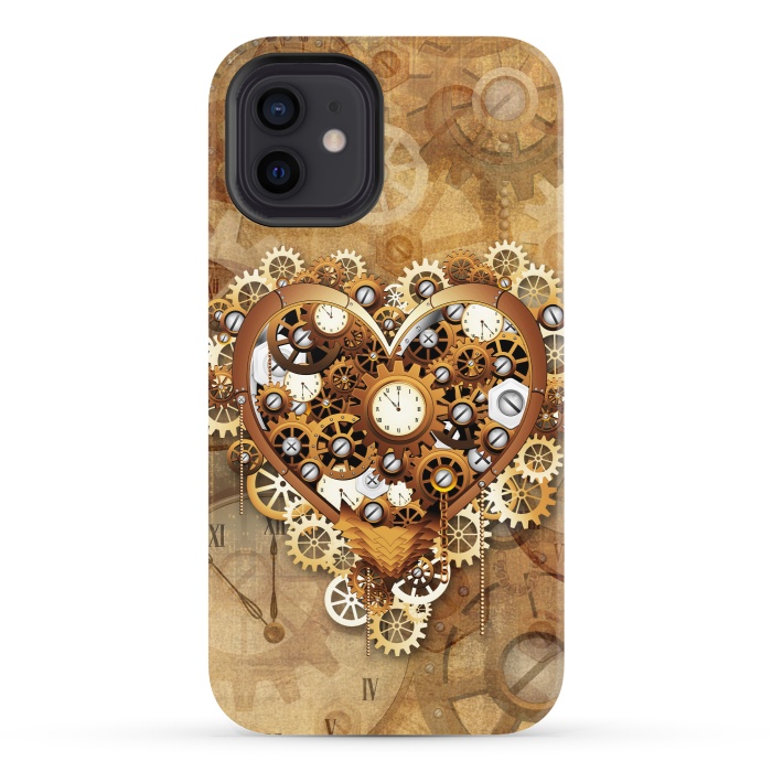iPhone 12 StrongFit Heart Steampunk Love Machine by BluedarkArt