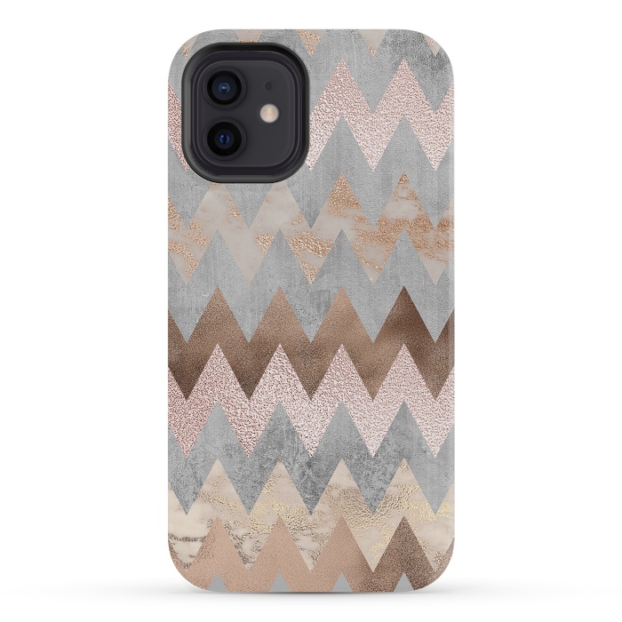 iPhone 12 mini StrongFit Rose Gold Marble Chevron by  Utart