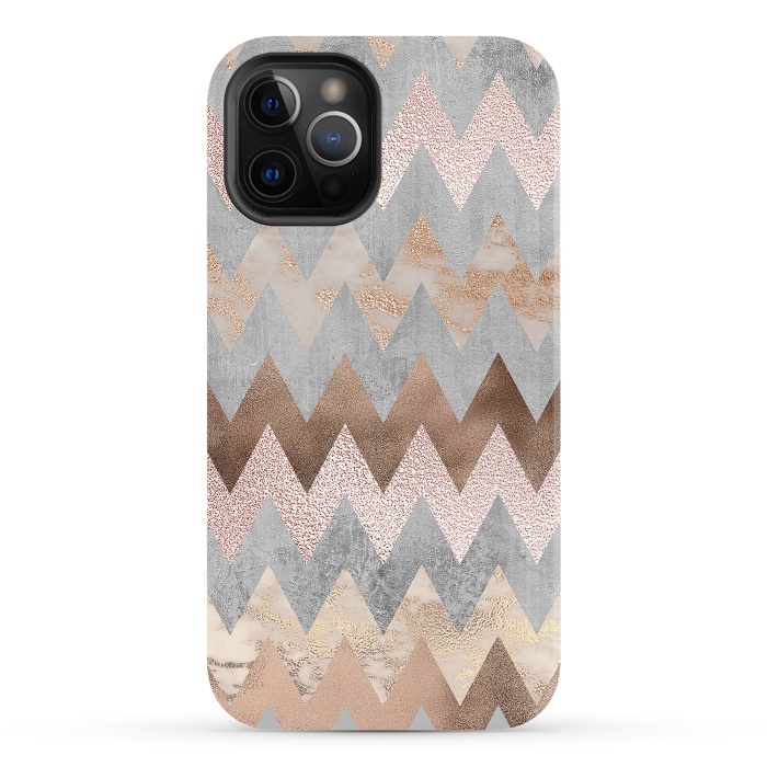 iPhone 12 Pro StrongFit Rose Gold Marble Chevron by  Utart