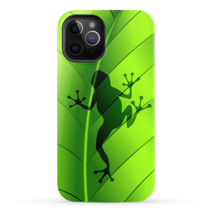 iPhone 12 Pro StrongFit Frog Shape on Green Leaf by BluedarkArt
