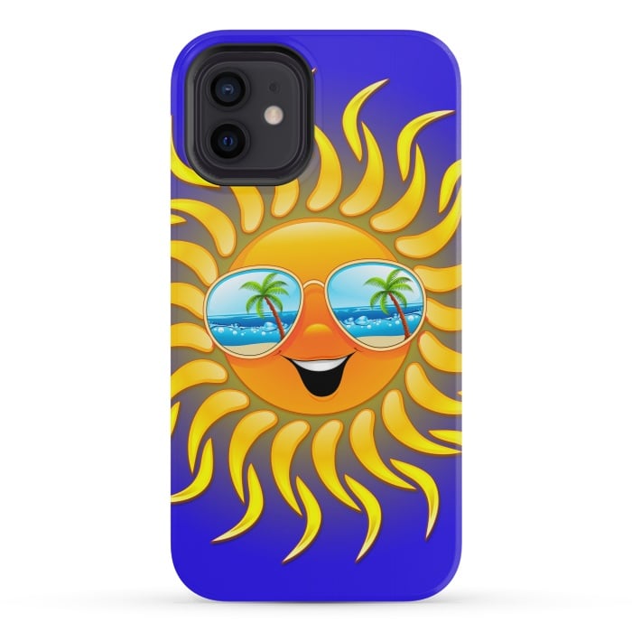 iPhone 12 mini StrongFit Summer Sun Cartoon with Sunglasses by BluedarkArt