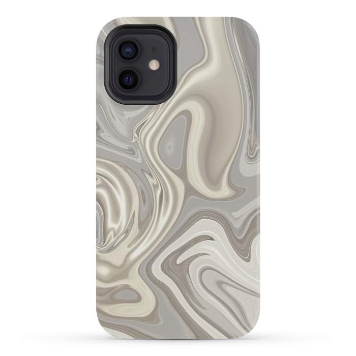 iPhone 12 mini StrongFit Greige Glamorous Faux Marble 2 by Andrea Haase