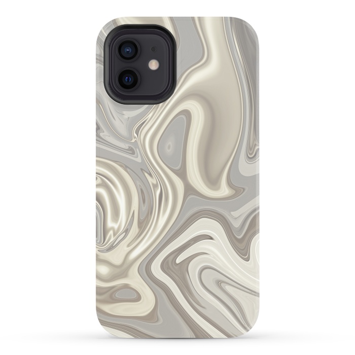 iPhone 12 StrongFit Greige Glamorous Faux Marble 2 by Andrea Haase