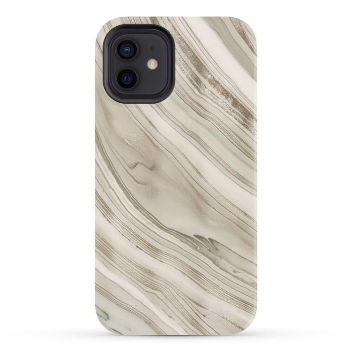 iPhone 12 StrongFit Greige Faux Marble Elegance 2 by Andrea Haase