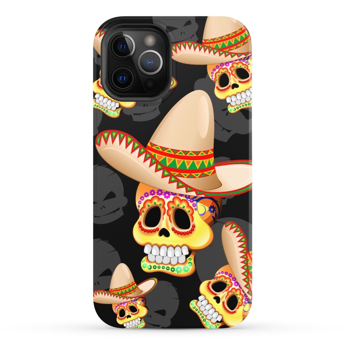 iPhone 12 Pro StrongFit Mexico Sugar Skull with Sombrero by BluedarkArt