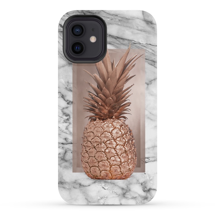 iPhone 12 mini StrongFit Copper Pineapple on Gray Marble  by  Utart