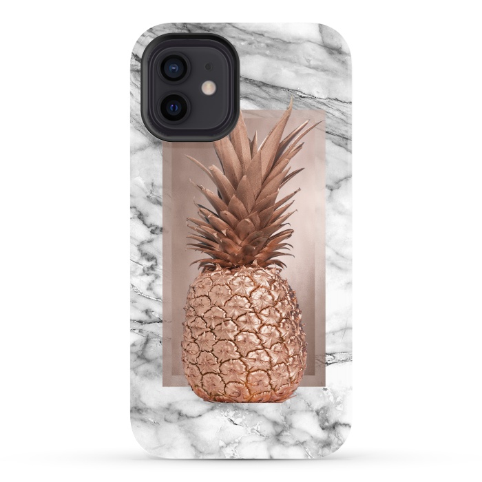 iPhone 12 StrongFit Copper Pineapple on Gray Marble  by  Utart