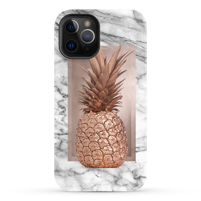 iPhone 12 Pro StrongFit Copper Pineapple on Gray Marble  by  Utart