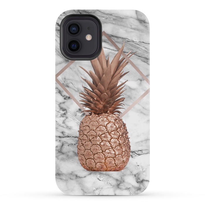 iPhone 12 mini StrongFit Copper Pineapple Abstract Shape and Marble  by  Utart