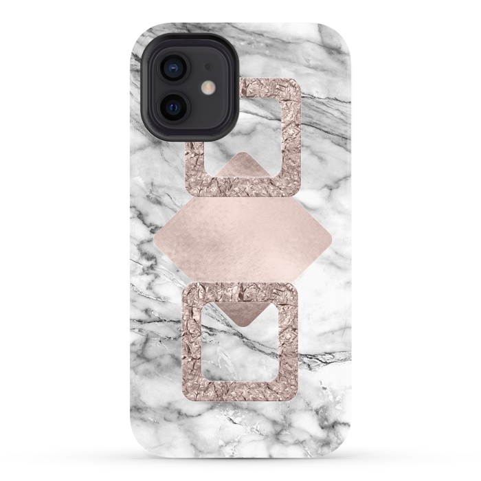 iPhone 12 StrongFit Rose Gold Geometric Shapes on Marble by  Utart