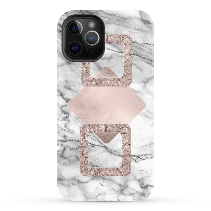 iPhone 12 Pro StrongFit Rose Gold Geometric Shapes on Marble by  Utart