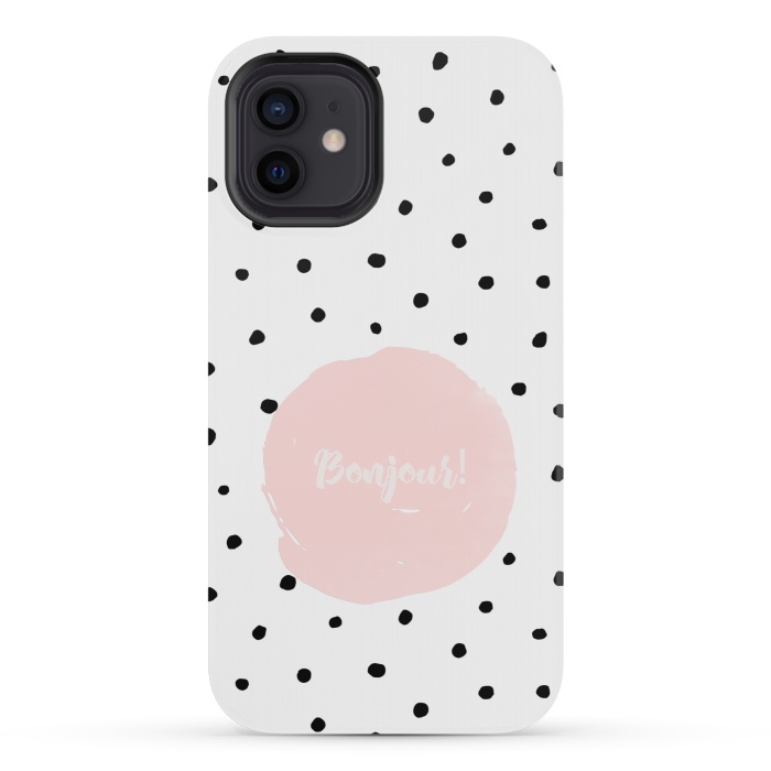 iPhone 12 mini StrongFit Bonjour - on polka dots  by  Utart