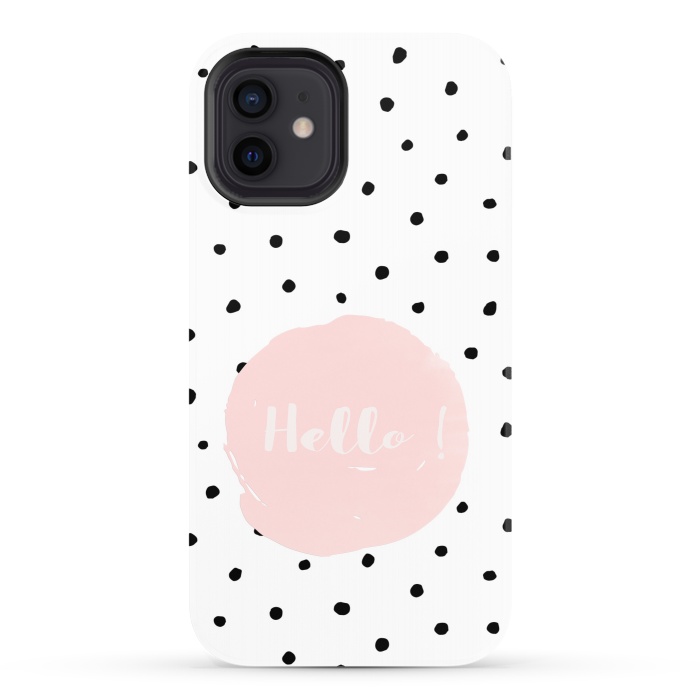 iPhone 12 StrongFit Hello on polka dots  by  Utart