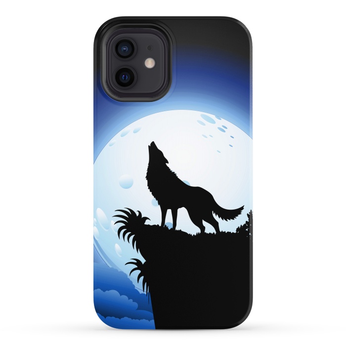 iPhone 12 StrongFit Wolf Howling at Blue Moon by BluedarkArt