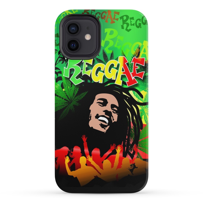 iPhone 12 mini StrongFit Reggae RastaMan Music Colors Fun and Marijuana by BluedarkArt