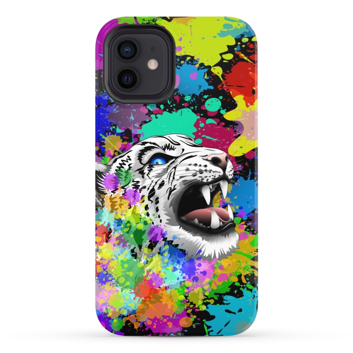 iPhone 12 StrongFit Leopard Psychedelic Paint Splats by BluedarkArt