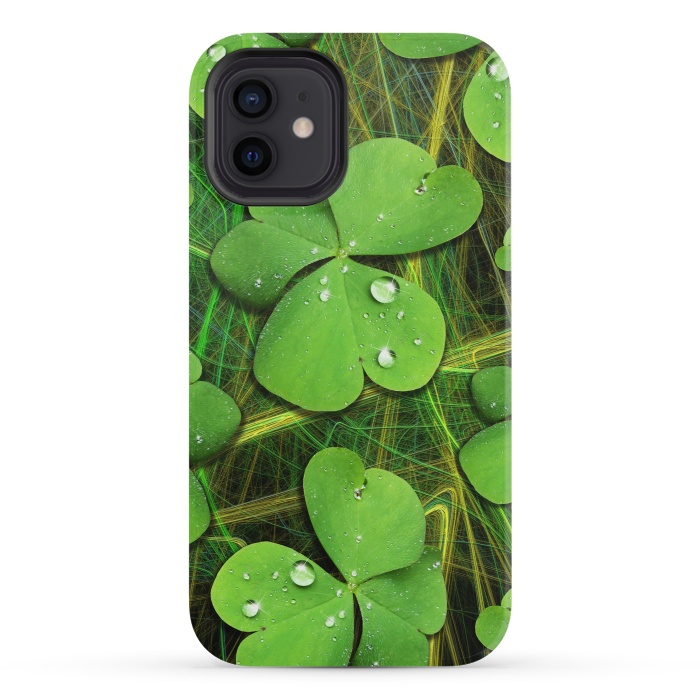 iPhone 12 mini StrongFit Shamrocks St Patrick with Dew Drops by BluedarkArt