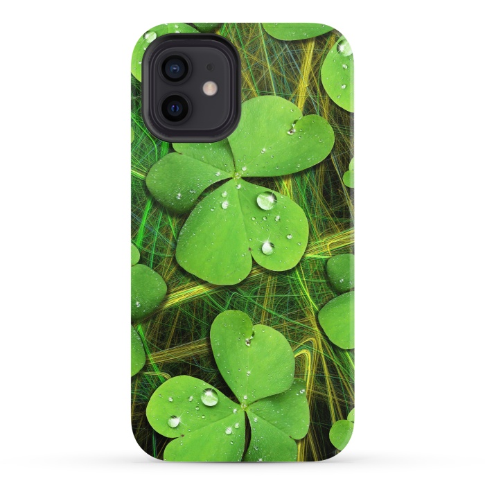iPhone 12 StrongFit Shamrocks St Patrick with Dew Drops by BluedarkArt
