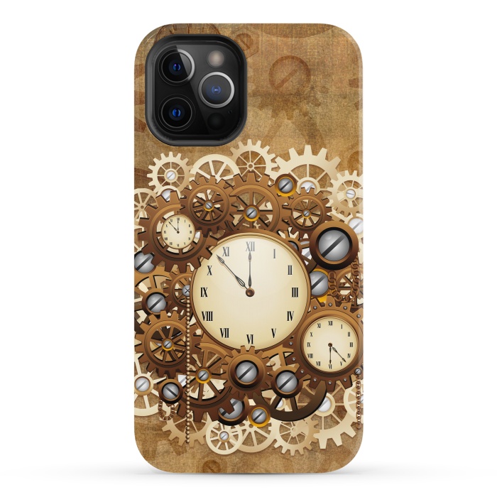 iPhone 12 Pro StrongFit Steampunk Clocks and Gears Vintage Style  by BluedarkArt